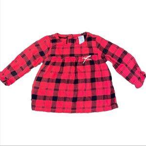 12M Baby Girl Red flannel Long Sleeve